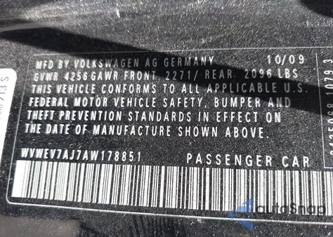 2010 Volkswagen Gti 2-Door from USA, damaged, VIN WVWEV7AJ7AW178851